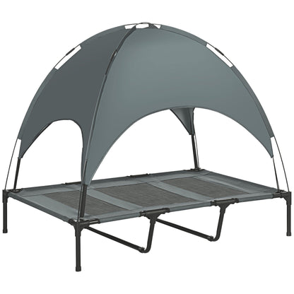 Elevated Portable Dog Cot Pet Bed with UV Protection Canopy Shade, 48 inch, Gray