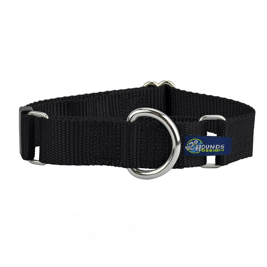 5/8″ and 1″ Black Nylon Martingale Dog Collar