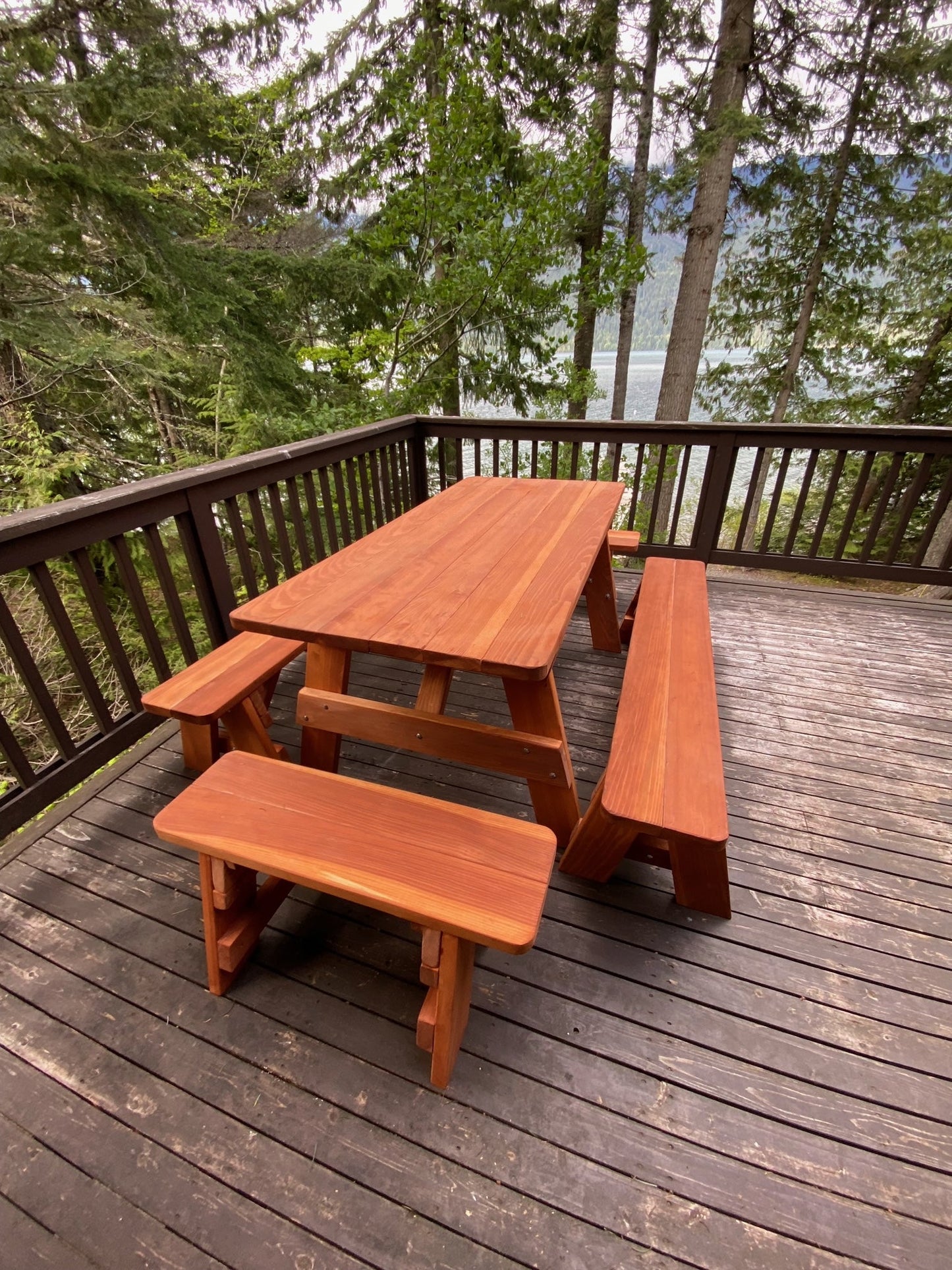 Super Deck Redwood Picnic Table