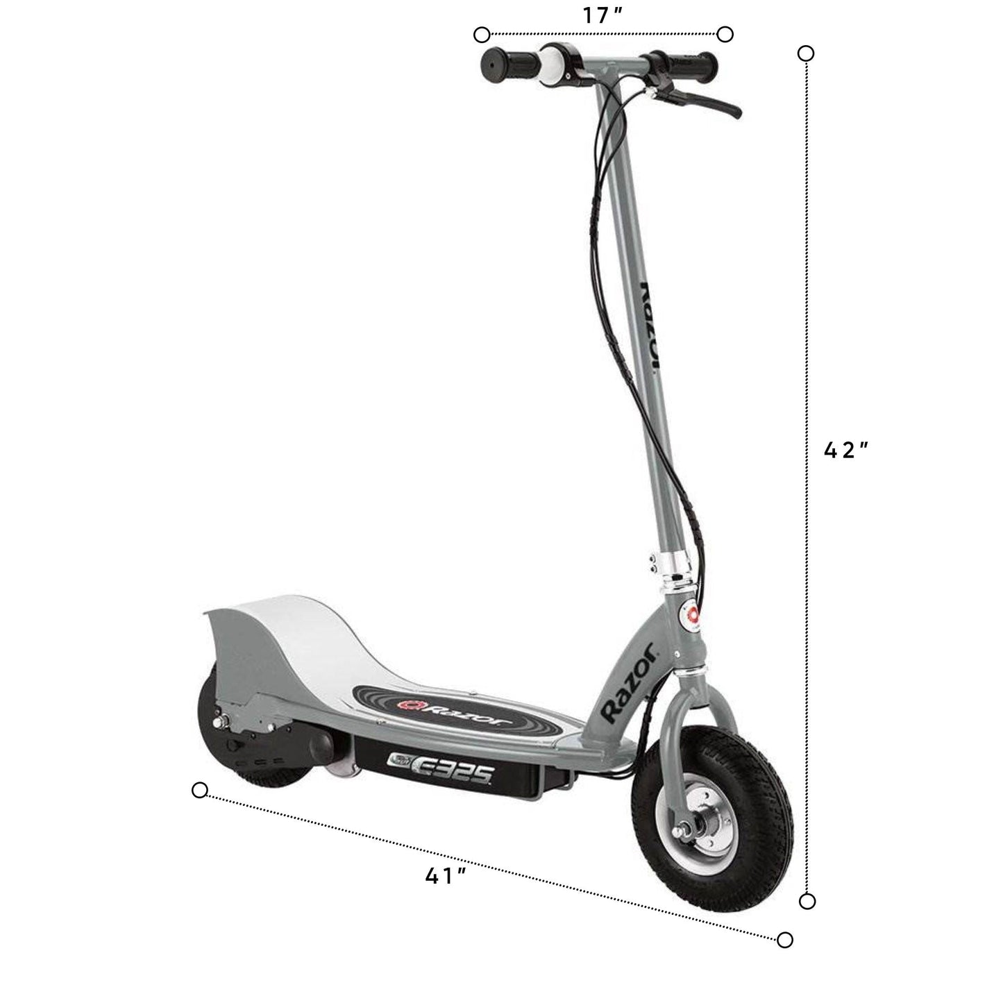 Razor E325 Adult Ride-On 24V High-Torque Motor Electric Powered Scooter, Silver