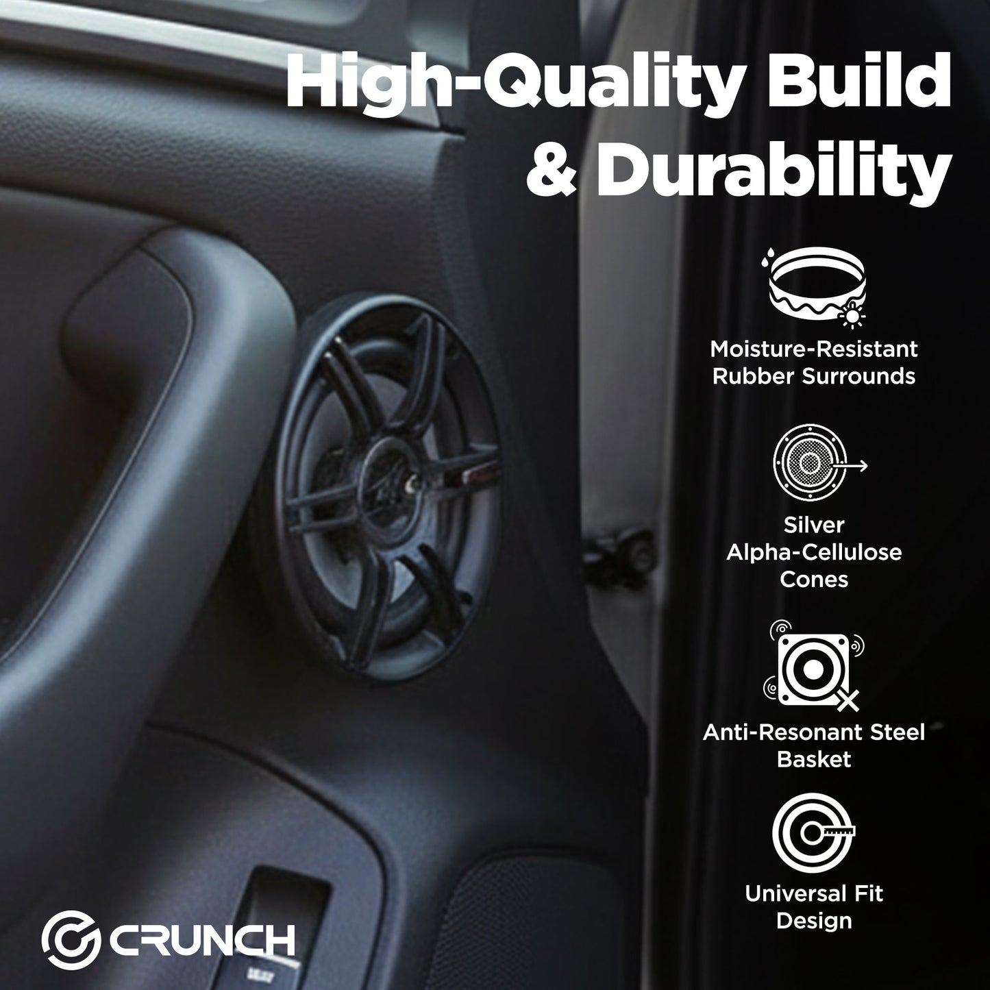 Crunch CS-653 300 Watts 6.5-Inch 3-Way 4 Ohms Car CS Speakers, Black, 2 Pack