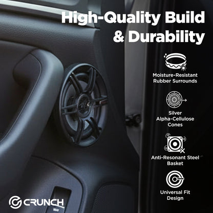 Crunch CS-653 300 Watts 6.5-Inch 3-Way 4 Ohms Car CS Speakers, Black, 2 Pack
