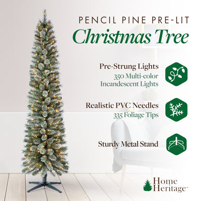 Home Heritage Stanley 7' Pine Artificial Christmas Tree, PreLit 350 Clear Lights