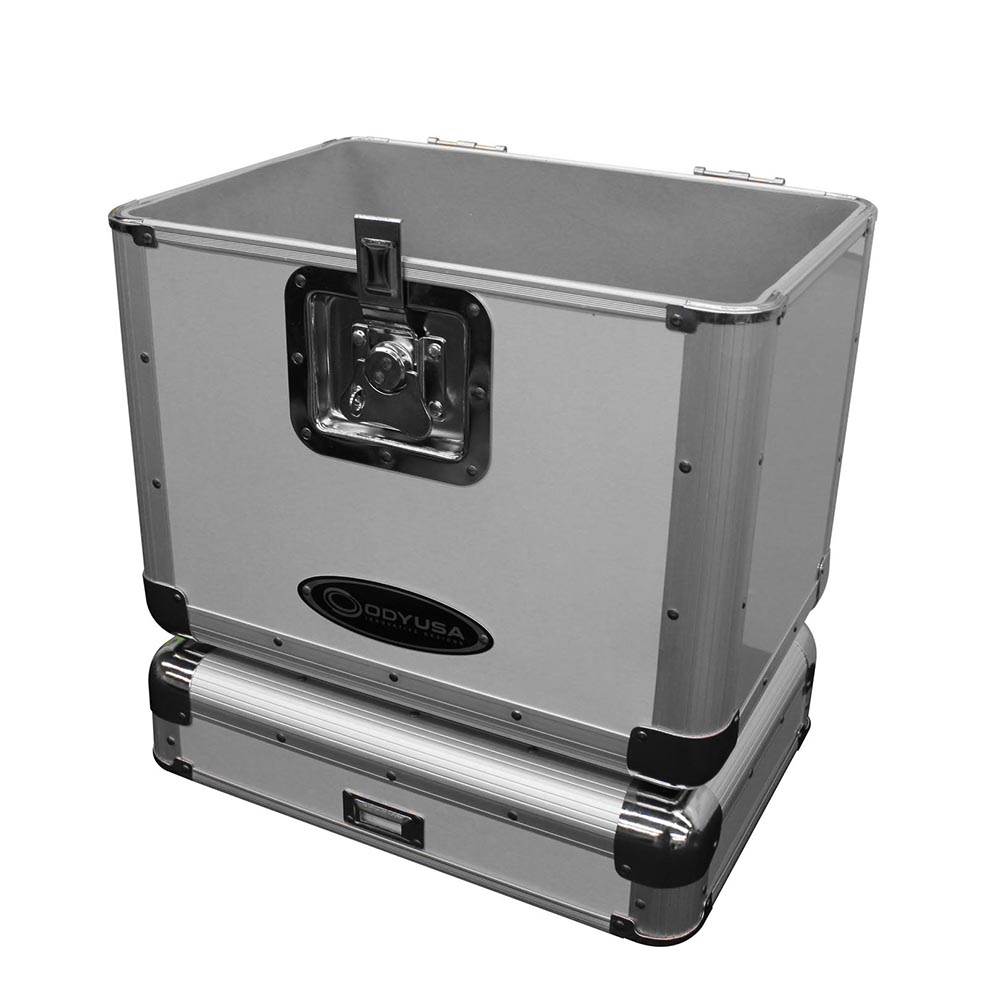 Odyssey KROM Stacking Transport Case for 70, 12 Inch Vinyl LPs, Silver (2 Pack)