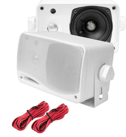 Pyle PLMR24 200W 3 Way Marine Audio Speakers Outdoor Weatherproof Pair (4 Pack)