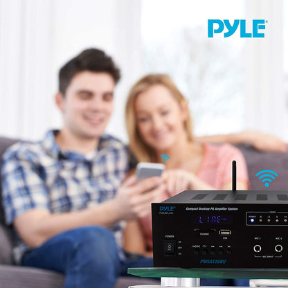 Pyle Bluetooth PA Public Address Speaker Microphone Digital Receiver Amplifier