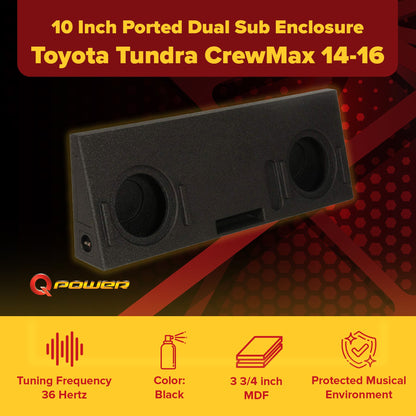 QPower Dual 10" Ported Sub Enclosure for Toyota Tundra Crew Max | QBTUNDRA14210