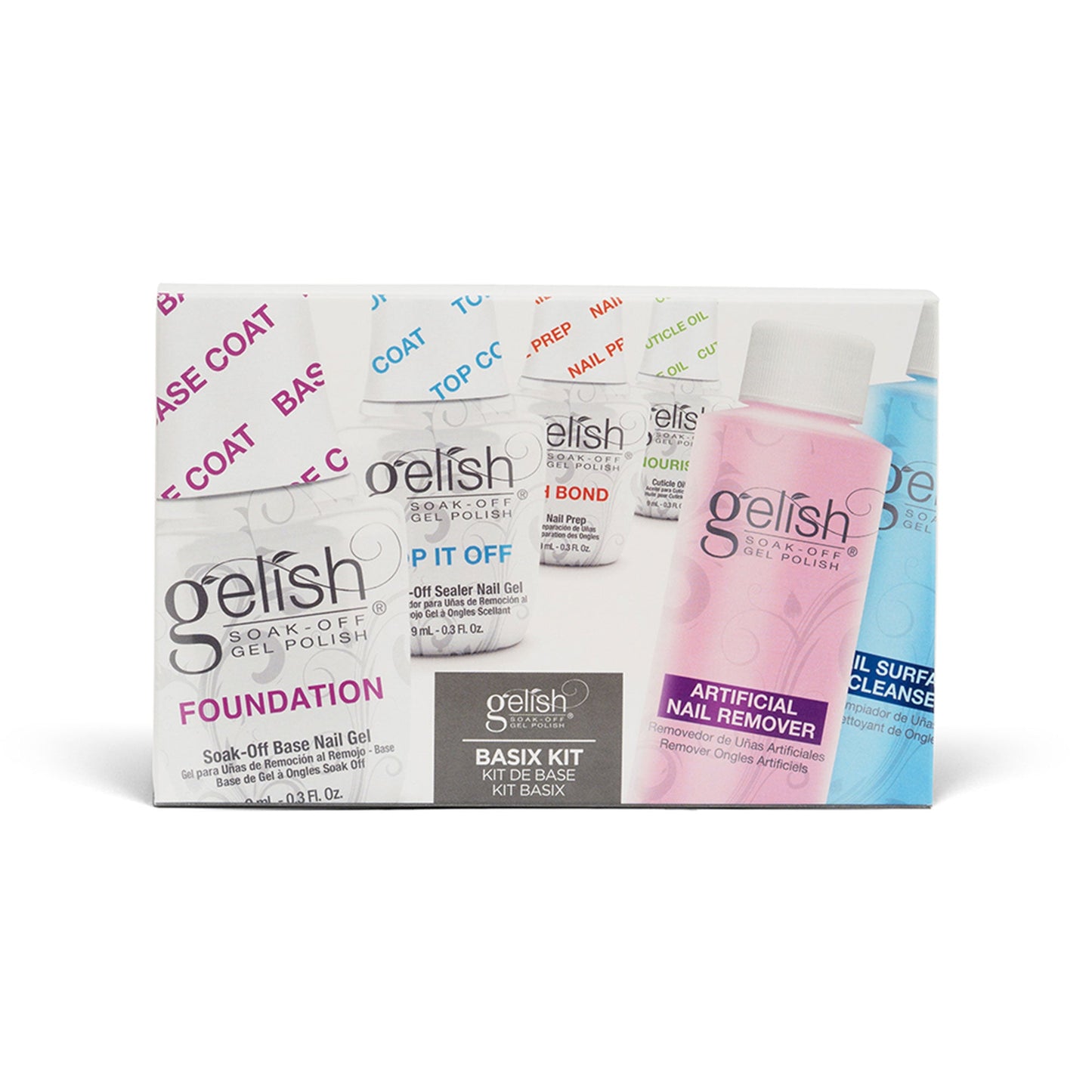 Gelish 15 mL Soak Off Gel Nail Polish Basix Care Kit with Remover and Cleanser