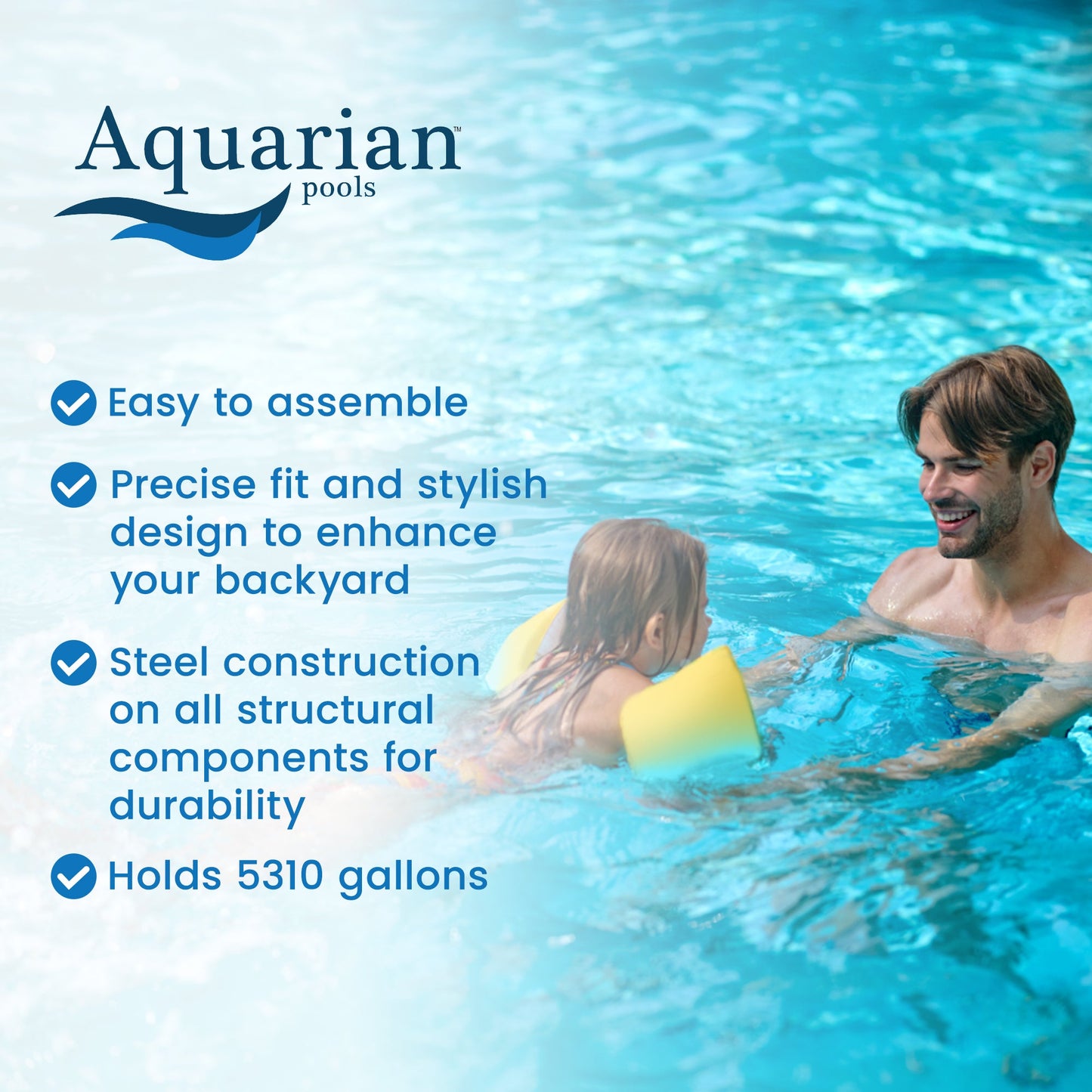 Aquarian Phoenix Series 15 Foot x 52 Inch Steel Frame Above Ground Swimming Pool