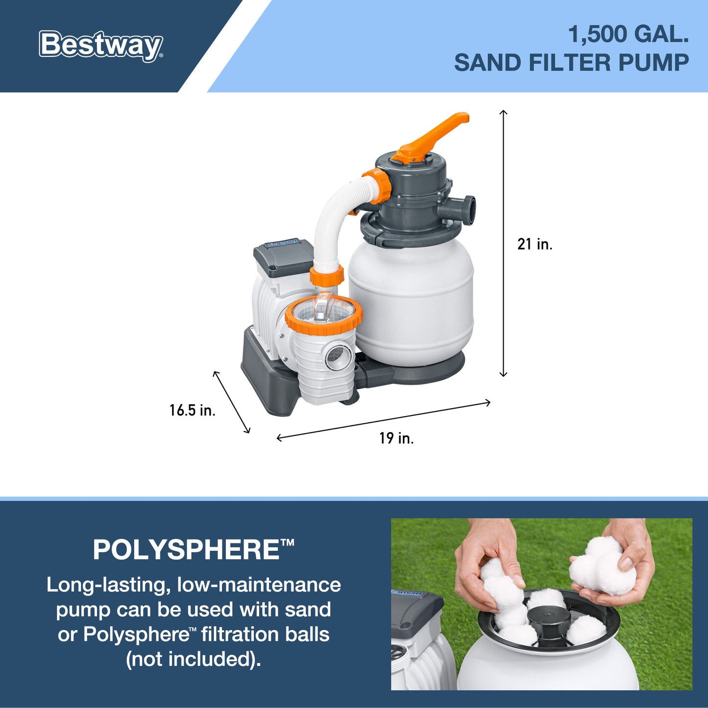 Bestway 18ft x 9ft x 4ft Rectangular Above Ground Swimming Pool w/ Accessories