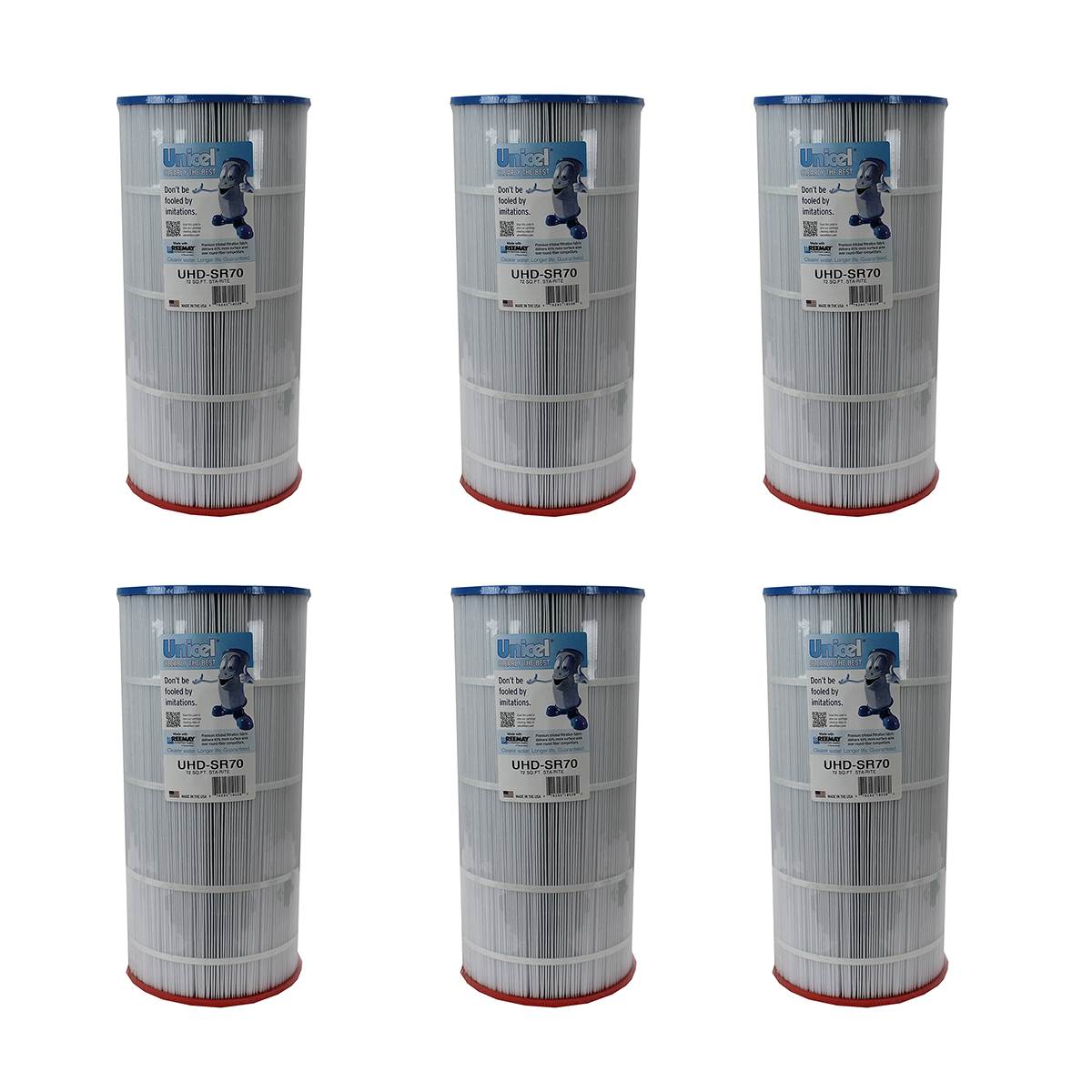 Unicel UHD-SR70 72 Sq Ft 4 Oz Media Pool Filter Cartridge, 195 Pleats (6 Pack)