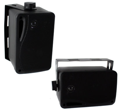 Pyle PLMR24B 3.5" 200 Watt 3-Way Weather Proof Mini Box Speakers