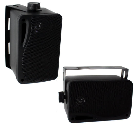 Pyle PLMR24B 3.5" 200 Watt 3-Way Weather Proof Mini Box Speakers