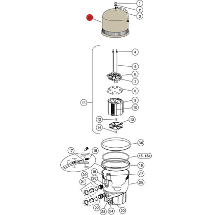 Pentair 170022 Replacement Tank Lid Assembly for 60 Sq Ft FNSP60 FNS Plus Filter