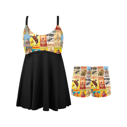 Vintage Rodeo Poster Swim Dress & Shorts Set