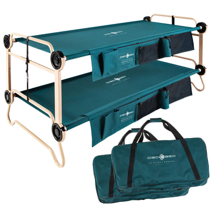 Disc-O-Bed XL Cam-O-Bunk Benchable Double Cot with Storage Organizers, Green