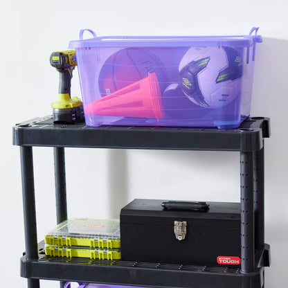 Life Story 55 Quart Stackable Storage Bin, Light Duty Container, Purple, 24 Pack