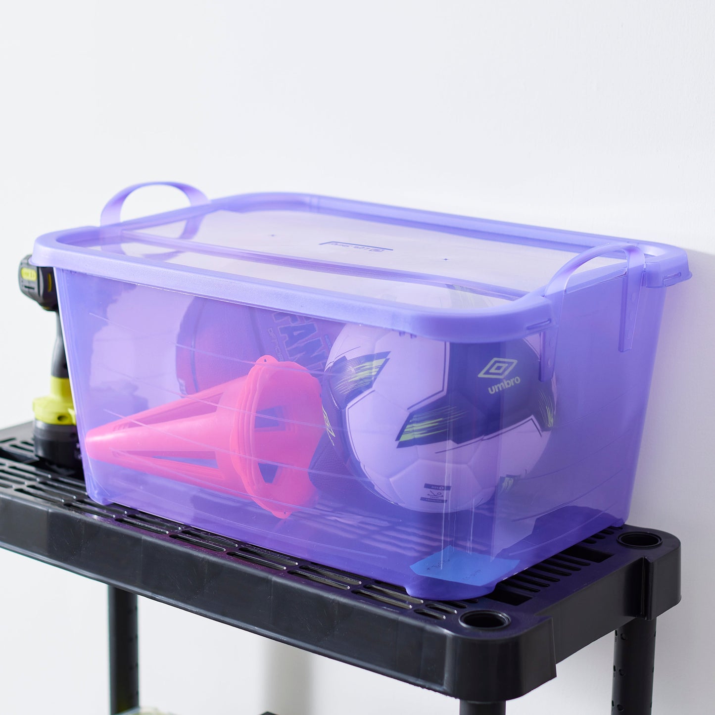 Life Story 55 Quart Stackable Storage Bin, Light Duty Container, Purple, 24 Pack