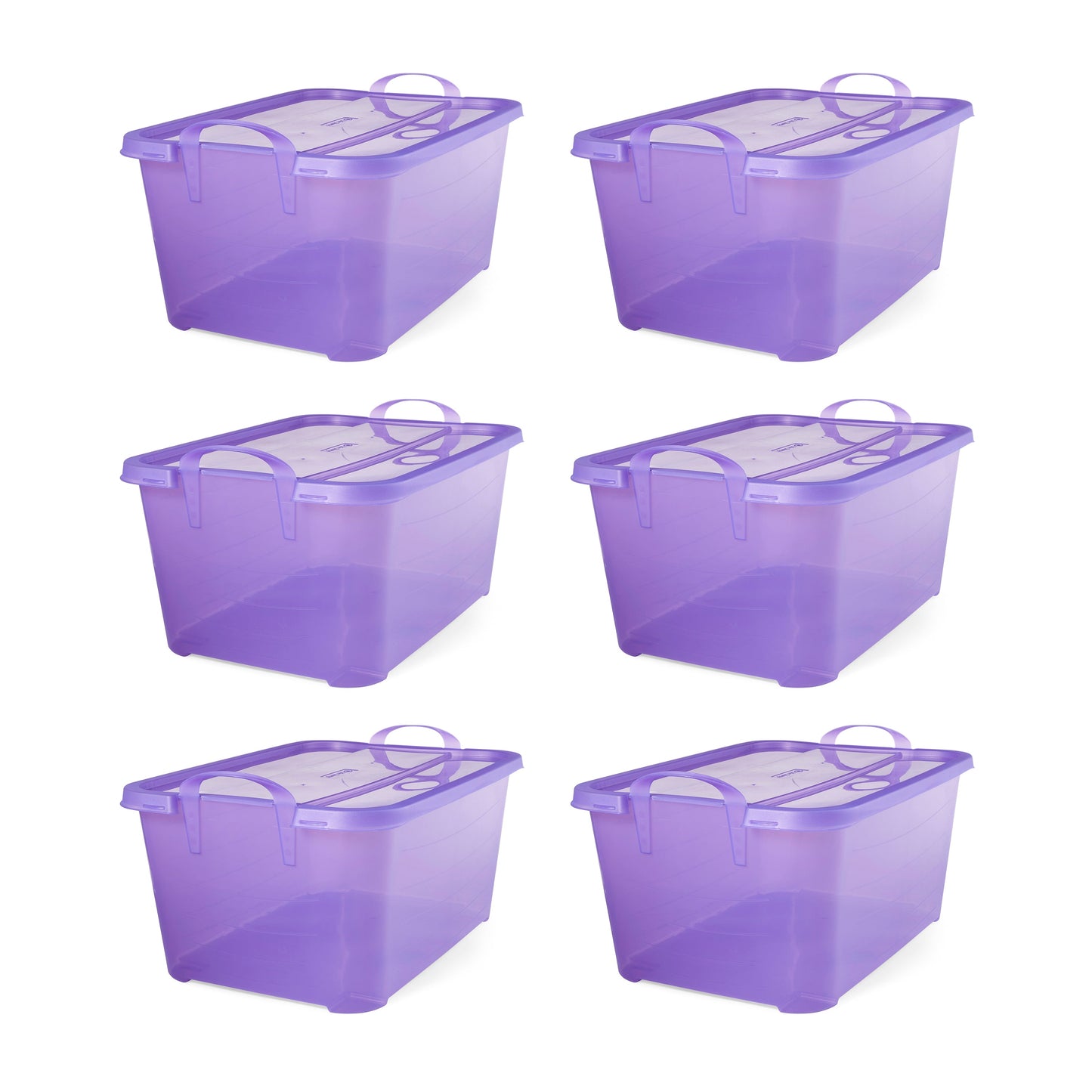 Life Story 55 Quart Stackable Storage Bin, Light Duty Container, Purple, 6 Pack