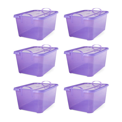 Life Story 55 Quart Stackable Storage Bin, Light Duty Container, Purple, 6 Pack