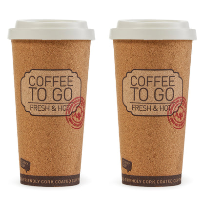 Life Story Corky Cup Reusable 16 oz Insulated Travel Mug Coffee Thermos (2 Pack)