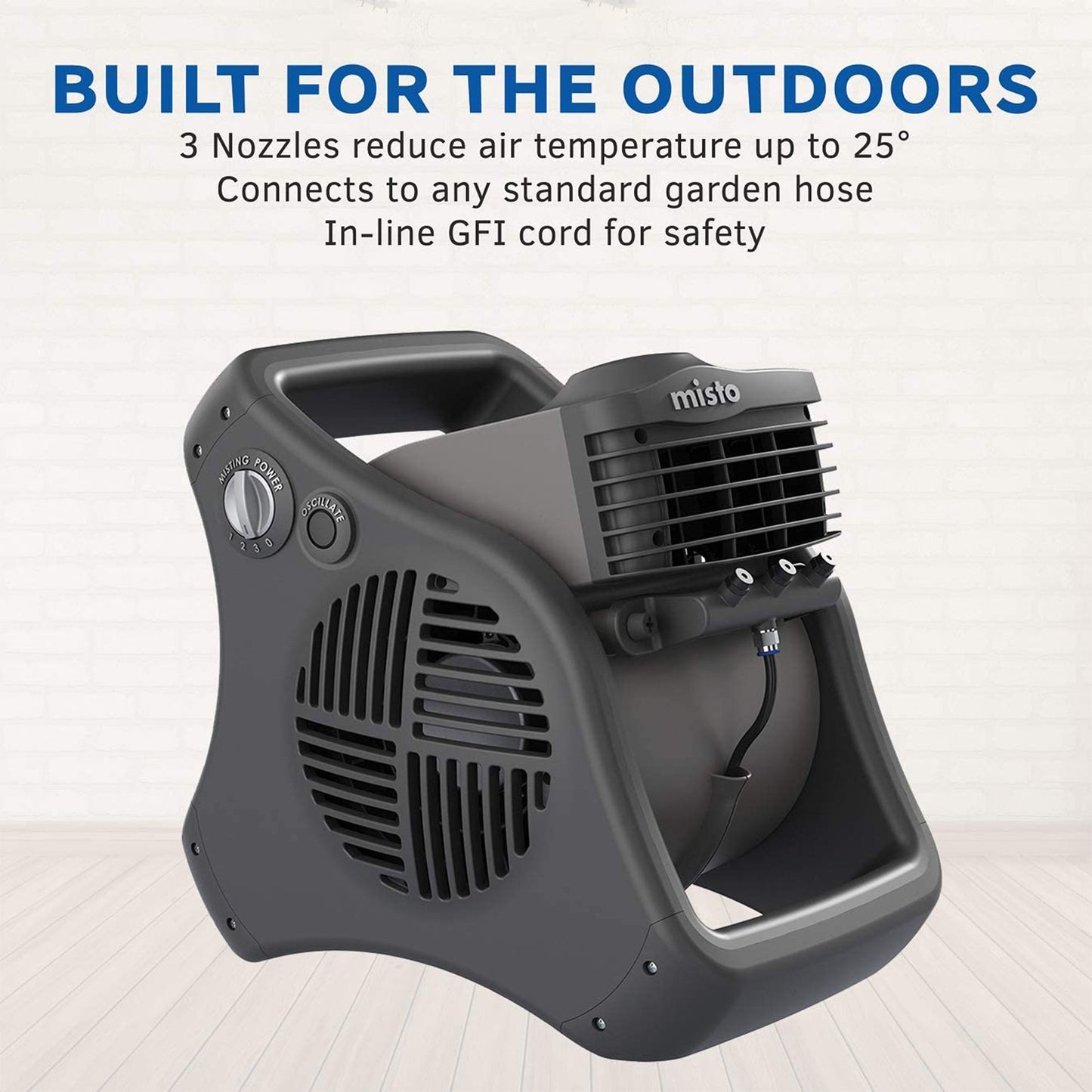 Lasko 7050 Misto 3-Speed Outdoor Patio Mister Portable Cooling Water Misting Fan