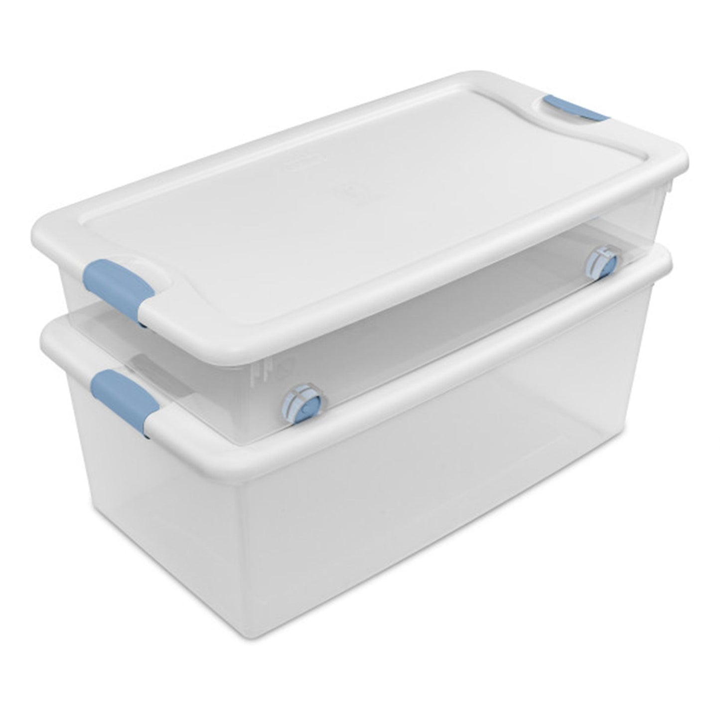 Sterilite 106 Qt Clear Plastic Stackable Storage Bin w/ White Latch Lid, 12 Pack