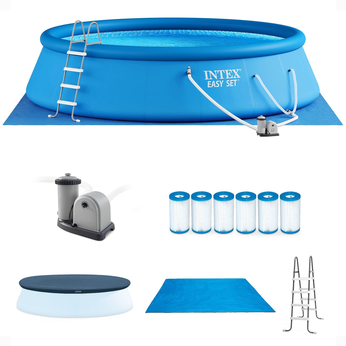 Intex 18' x 48" Inflatable Above Ground Pool Set with Filter Cartridges (6 Pack)