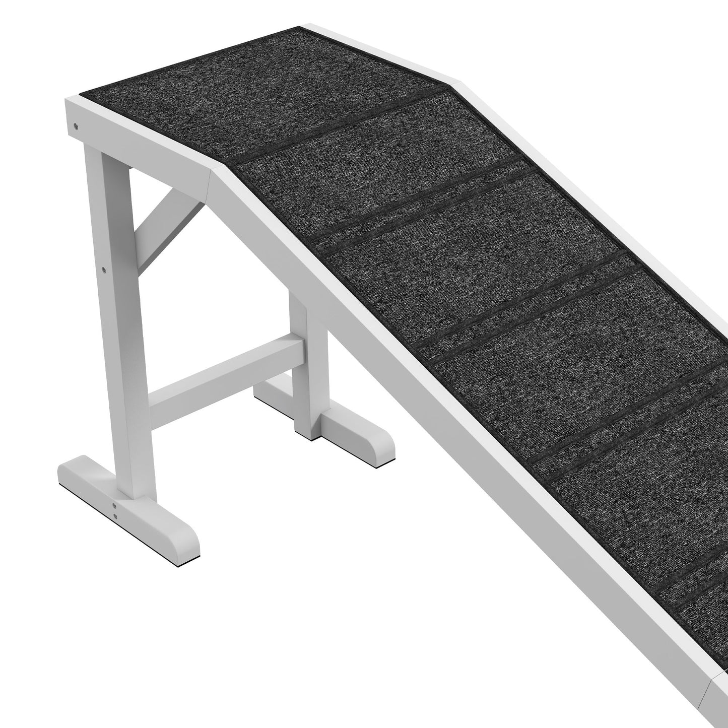 Dog Ramp for Bed, Pet Ramp for Dogs with Non-Slip Carpet and Top Platform, 74" x 16" x 25", White