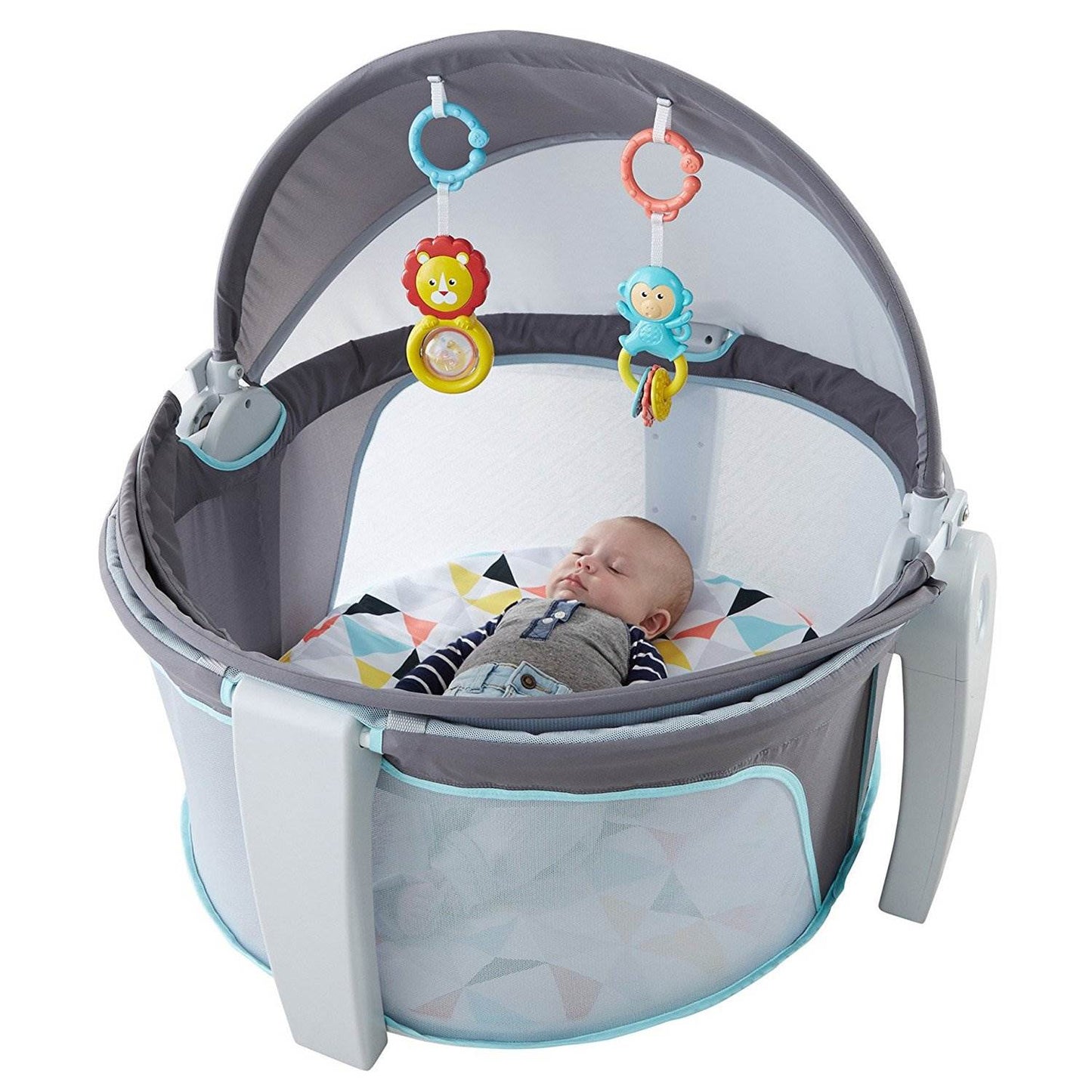 Fisher Price On-the-Go Indoor & Outdoor Folding Baby Travel Dome with Sun Canopy