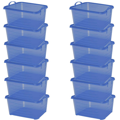 Life Story 55 Quart Stackable Storage Bin, Light Duty Container, Blue, 12 Pack