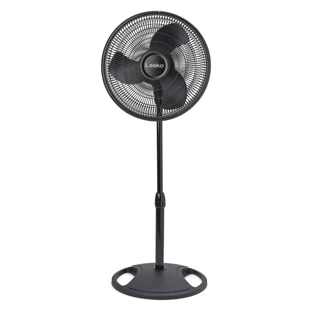 Lasko 16 Inch Oscillating 3 Speed Adjustable Pedestal Stand Fan, Black (4 Pack)