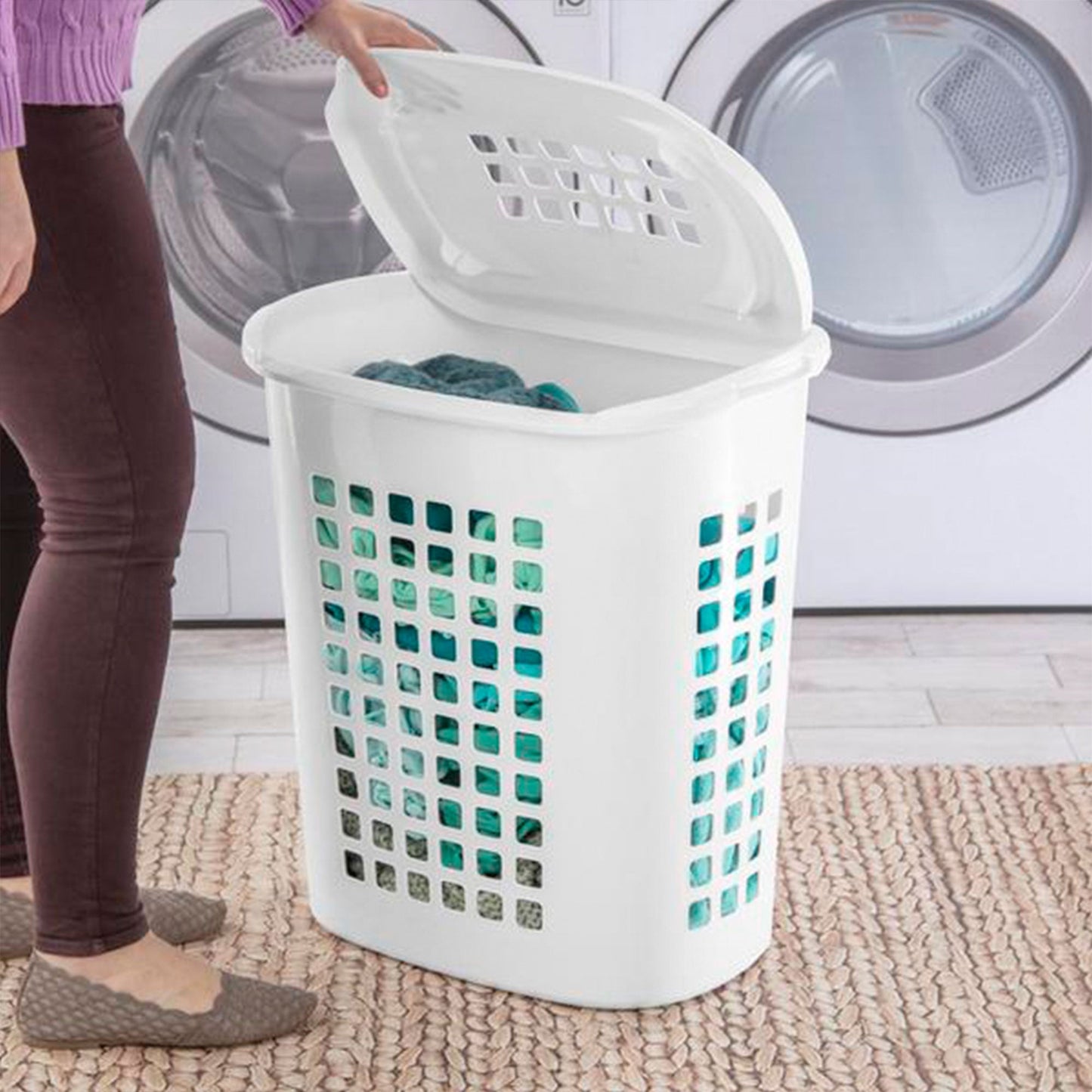 Sterilite Lift Top XL Laundry, 2.3 Bushel Clothes Hamper, White (4 Pack)