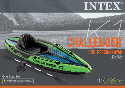 Intex 1-Person Inflatable Kayak w/ 2-Person Inflatable Kayak both w/ oars & pump