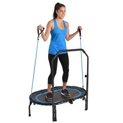 Stamina InTone Oval Fitness Rebounder Trampoline for Cardio with Handlebars