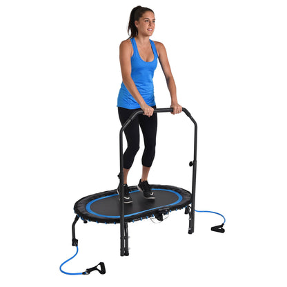 Stamina InTone Oval Fitness Rebounder Trampoline for Cardio with Handlebars