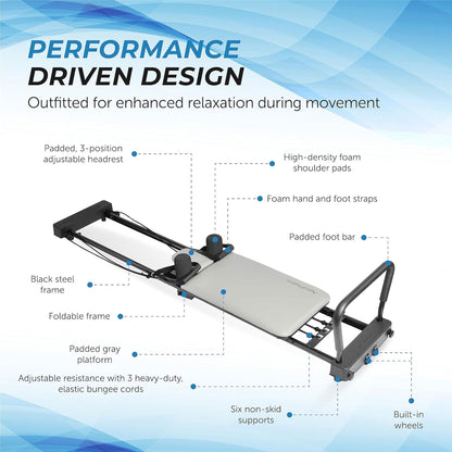 Stamina AeroPilates 287 Folding Pilates Workout Reformer Machine w/o Rebounder