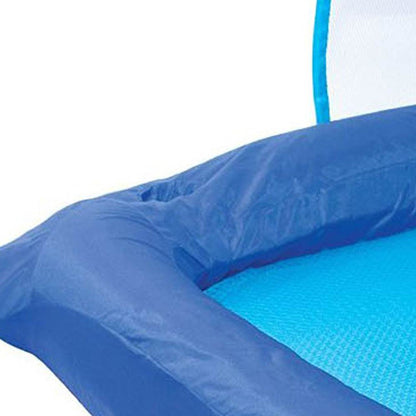 SwimWays Spring Float Recliner Pool Lounge Chair w/ Sun Canopy, Blue