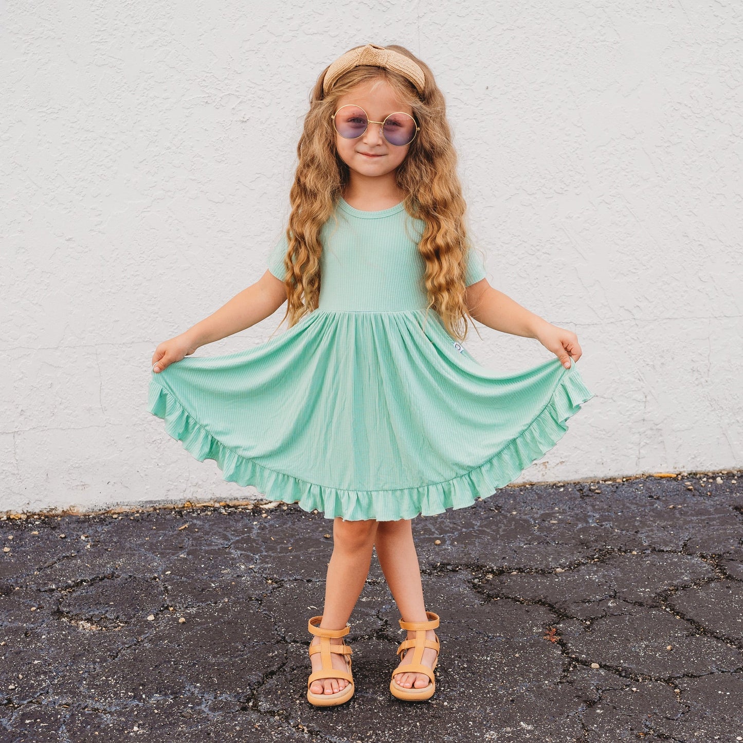 MINT RIB DREAM RUFFLE DRESS