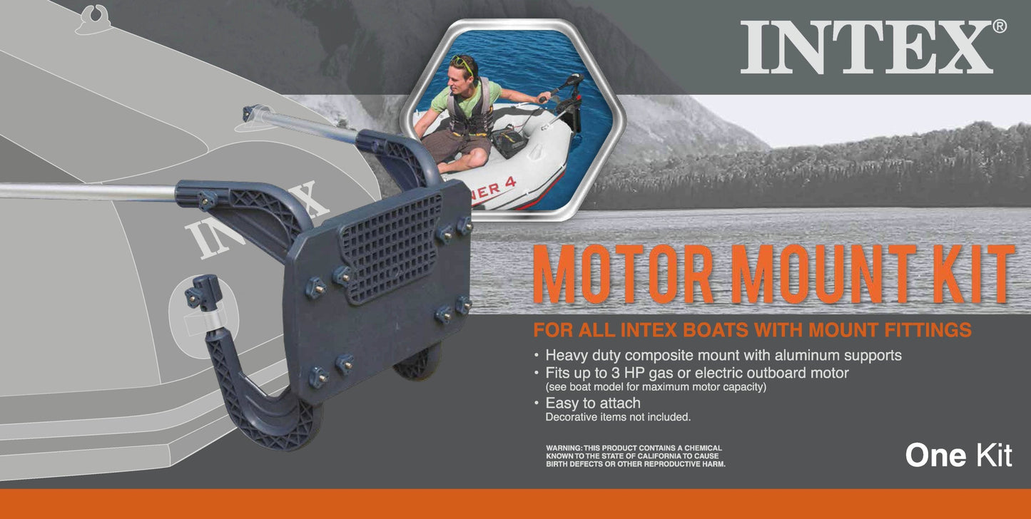 Intex 3 Person Boat Set w/ Aluminum Oars & Pump and Composite Boat Motor Mount