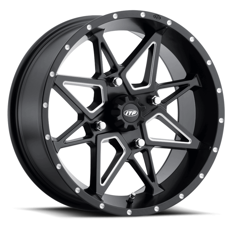 ITP Tornado 15X7 / 4x136 BP / 5+2 Offset Matte Black w/ Milled Accents Wheel