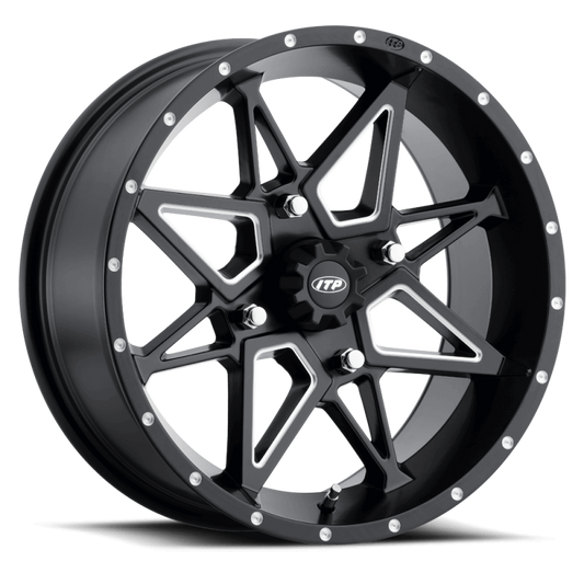 ITP Tornado 15X7 / 4x136 BP / 5+2 Offset Matte Black w/ Milled Accents Wheel