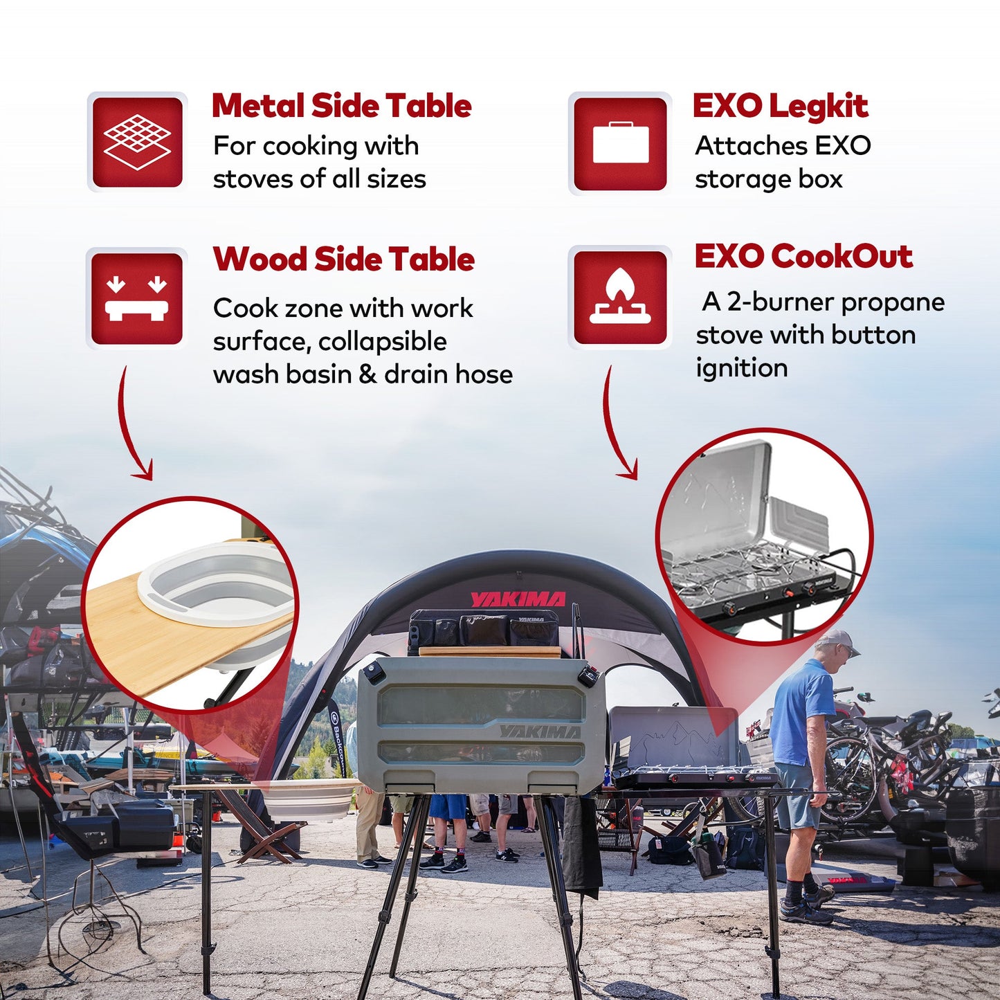 Yakima EXO OpenRange Deluxe Outdoor Camp Kitchen Cooking Storage System, Gray