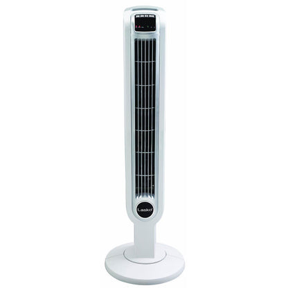 Lasko 36 Inch 3 Speed Quiet Programmable Oscillation Tower Fan w/ Remote, White