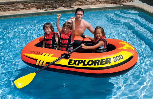 Intex Explorer 300 Compact Inflatable Three Person Raft Boat | 58332EP