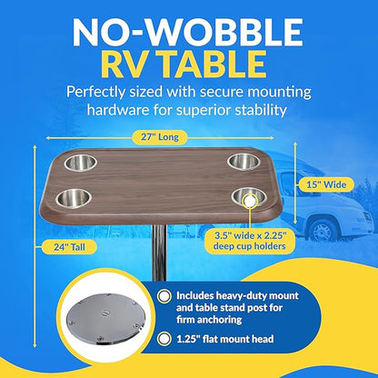 RV Side Tables | RV End Tables - Table Set - 6" Floor Plate System, Cocktail Design (6 colors)