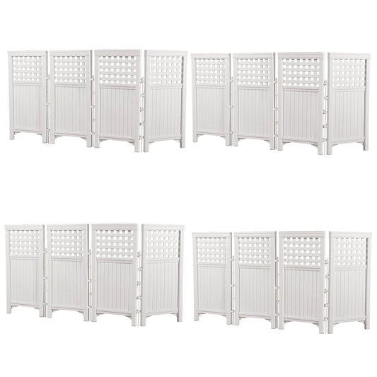Suncast Outdoor Garden Yard 4 Panel Screen Enclosure Gated Fence, White (4 Pack)