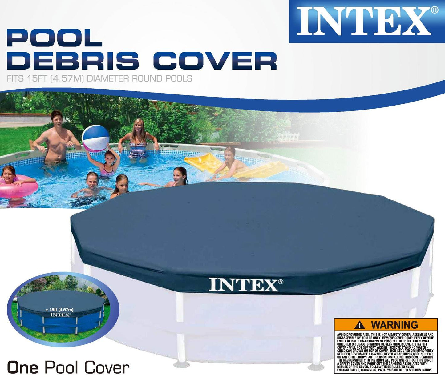 Intex 15' Round Frame Above Ground Pool Debris Cover (Pool Sold Separately)
