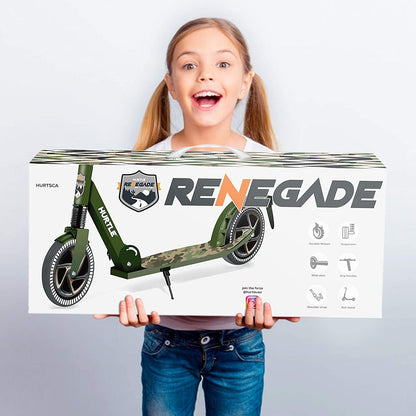 Hurtle Renegade Lightweight Foldable Teen and Adult Commuter Kick Scooter, Camo