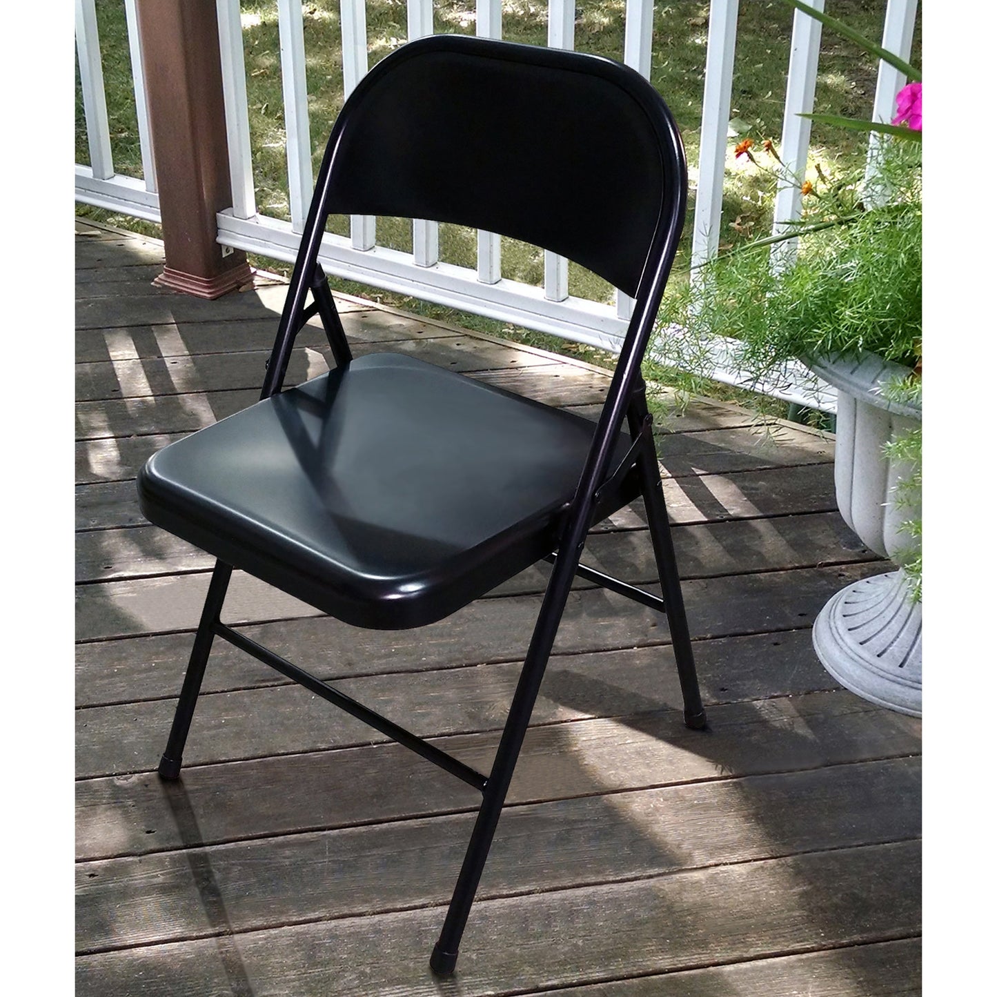 Plastic Development Group Outdoor Steel Metal Folding Chair, Black (4 Pack)